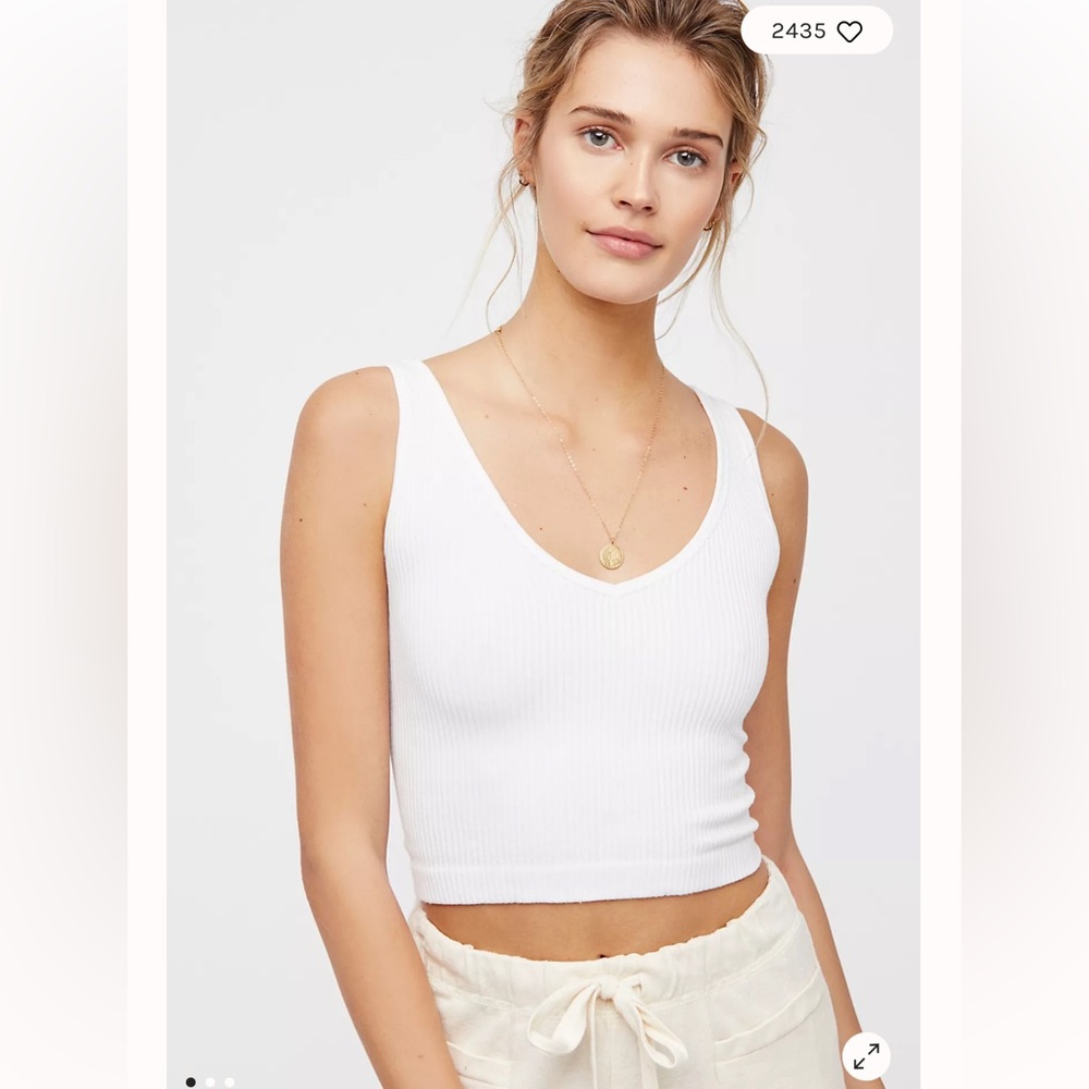 Free People White Sleeveless Crop Tank